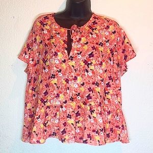 Gap Floral Peplum Blouse Sz Large